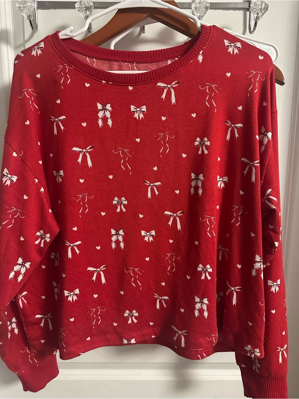 Red Bow Print Long Sleeve Pajamas